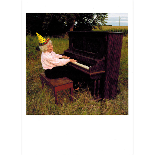 Greeting Card - Happy Birthday Old Lady at Piano