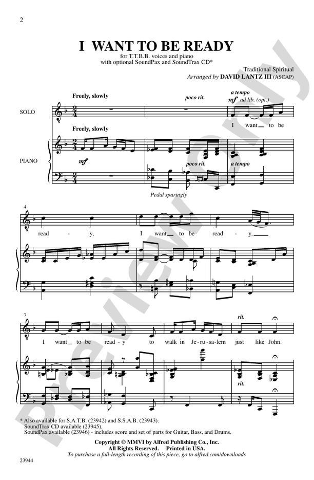 I Want to Be Ready – TTBB Choral Octavo (Digital Download)