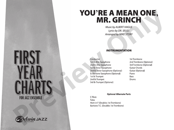You're a Mean One, Mr. Grinch - Jazz Ensemble Conductor Score & Parts(Digital Download)