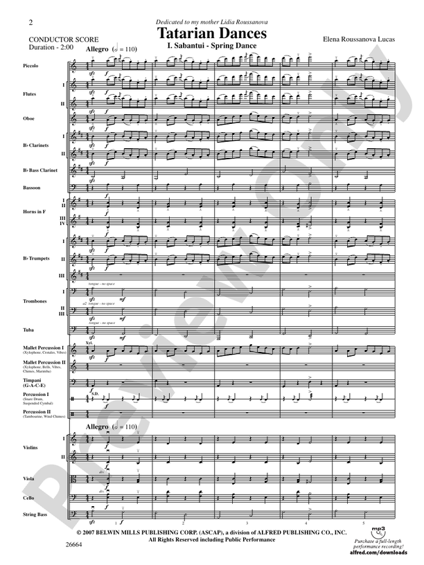 Tatarian Dances – Full Orchestra Conductor Score & Parts (Digital Download)