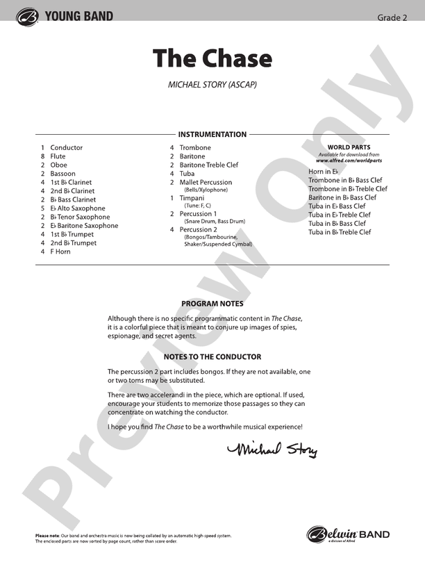 The Chase - Concert Band Conductor Score & Parts (Digital Download)