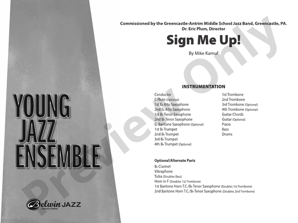 Sign Me Up! – Jazz Ensemble Conductor Score & Parts (Digital Download)