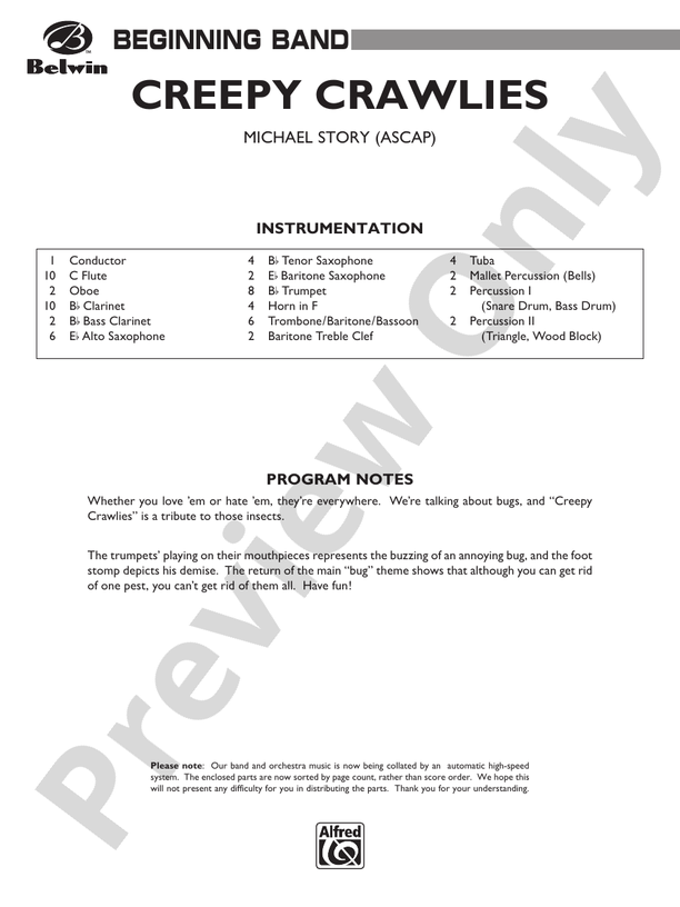 Creepy Crawlies - Concert Band Conductor Score & Parts (Digital Download)