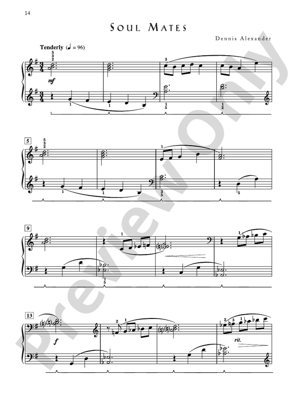 Soul Mates - Piano Solo (Digital Download)