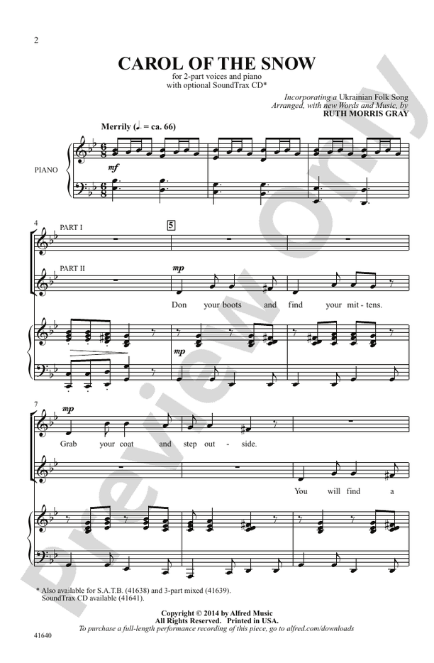 Carol of the Snow – 2-Part Choral Octavo (Digital Download)