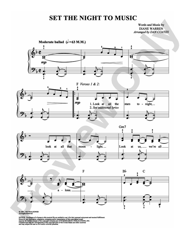 Set the Night to Music - Arr. Dan Coates - Easy Piano (Digital Download)
