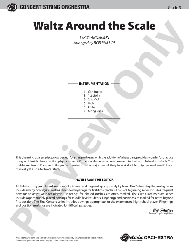 Waltz Around the Scale – String Orchestra Conductor Score & Parts (Digital Download)