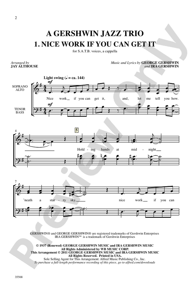 A Gershwin Jazz Trio - SATB, a cappella Choral Octavo (Digital Download)