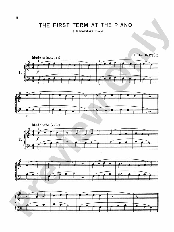 Bartok - The First Term - Piano Solo (Digital Download)