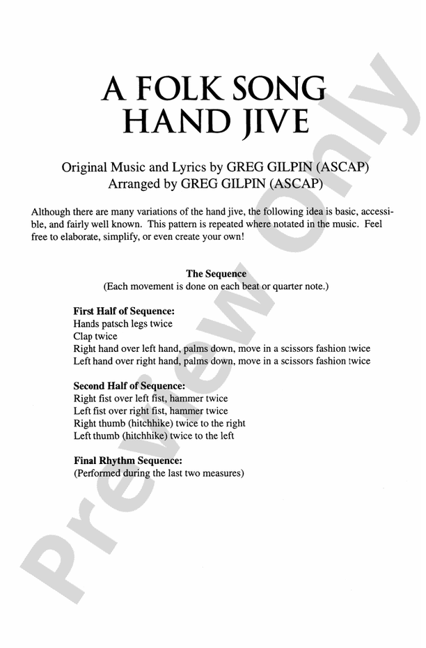 A Folk Song Hand Jive - 2-Part (with Choreography) Choral Octavo (Digital Download)