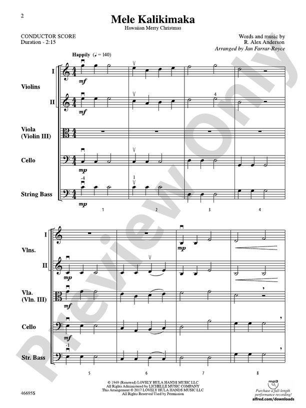 Mele Kalikimaka - String Orchestra Conductor Score & Parts (Digital Download)