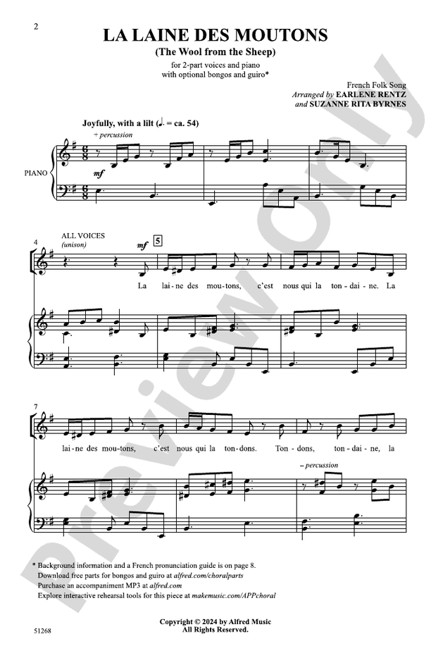 La Laine des Moutons - 2 Part Treble Choral Octavo (Digital Download)