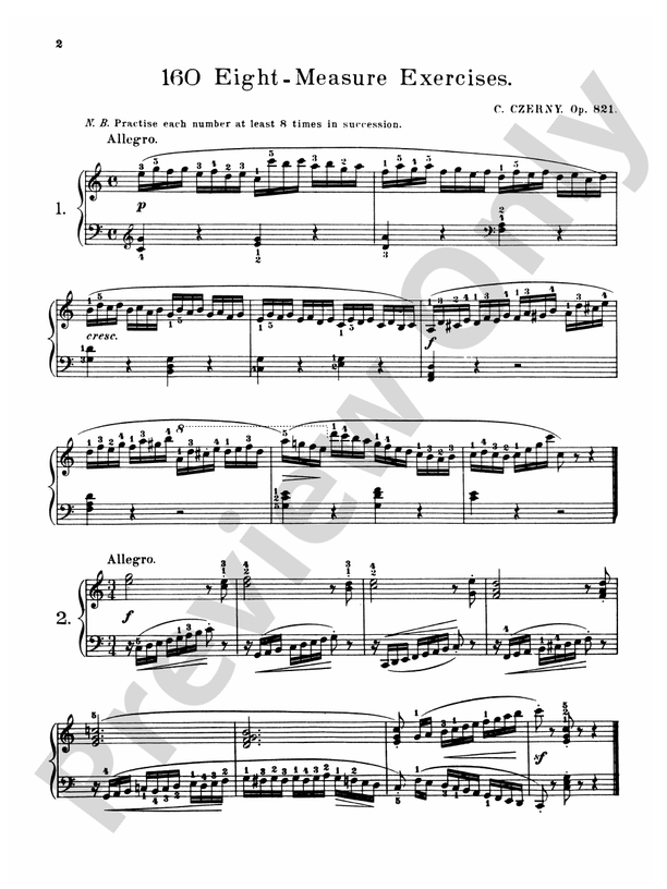 Czerny - 160 Eight-Measure Exercises, 821 - Piano Solo (Digital Download)