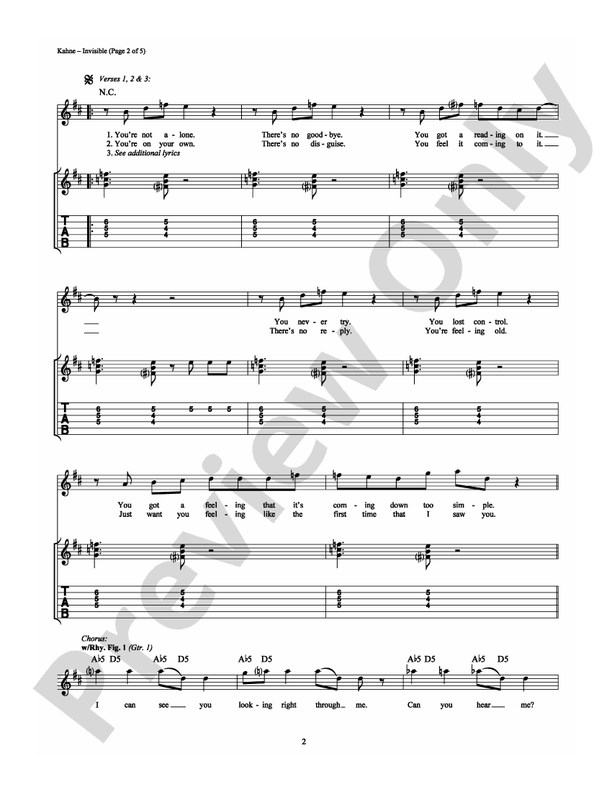 Invisible - Guitar TAB (Digital Download)