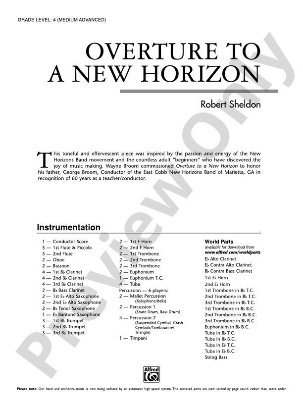 Overture to a New Horizon - Concert Band Conductor Score & Parts (Digital Download)