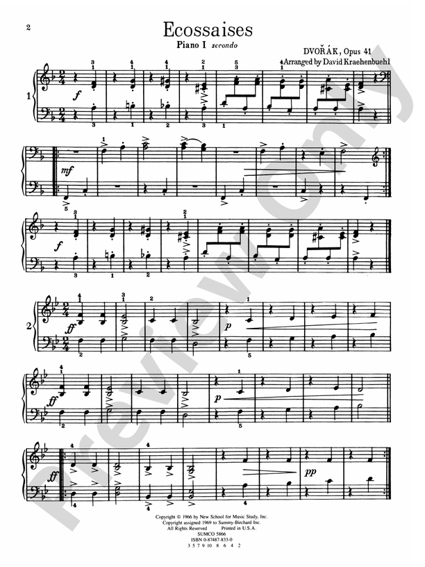 Ecossaises, Opus 41 - 2 Pianos, 8 Hands (Digital Download)