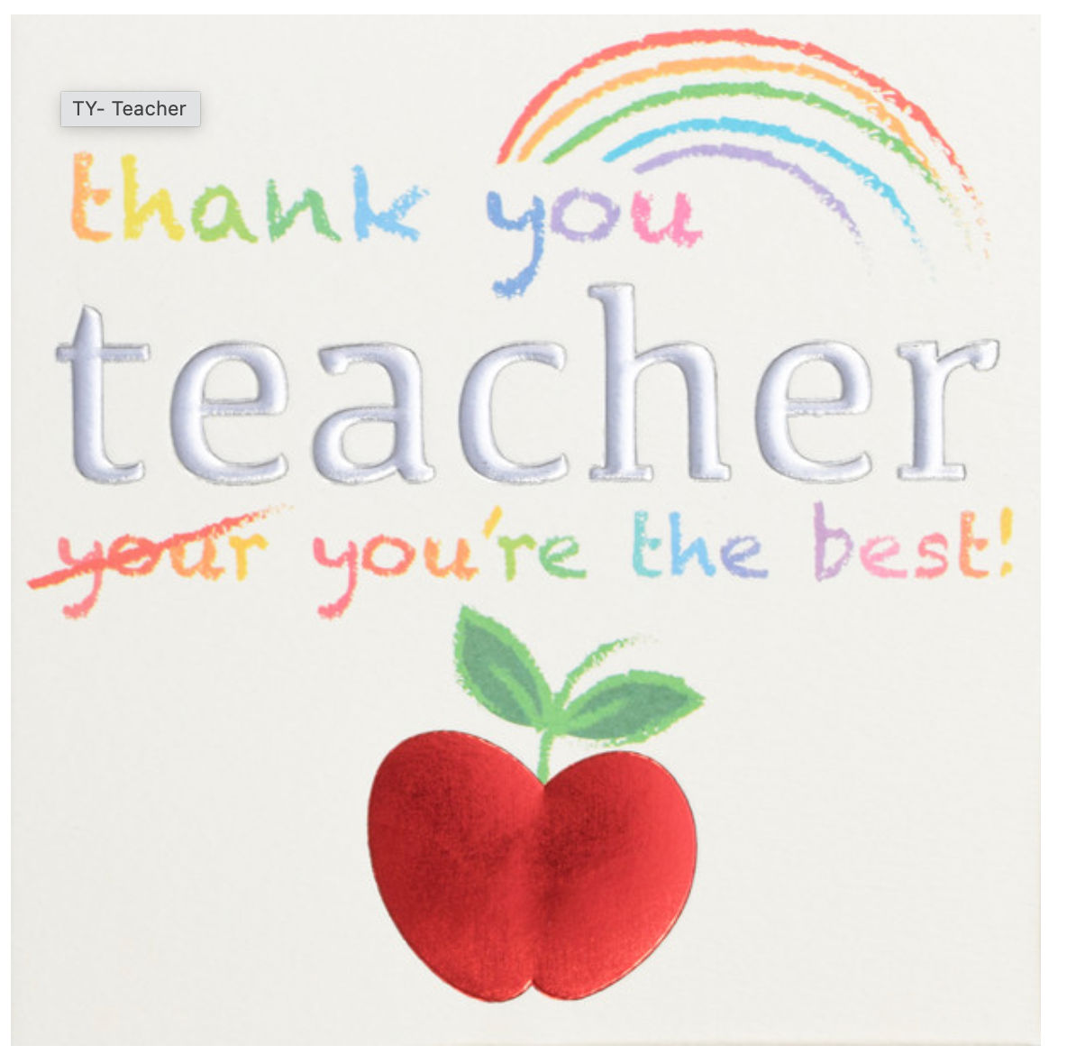 Greeting Card Thank You Teacher You're the Best