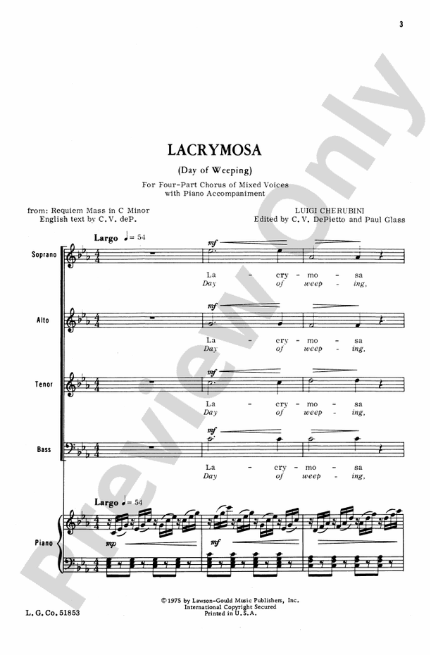 Lacrymosa – SATB Choral Octavo (Digital Download)