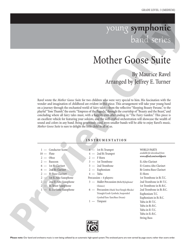 Mother Goose Suite - Concert Band Conductor Score & Parts (Digital Download)