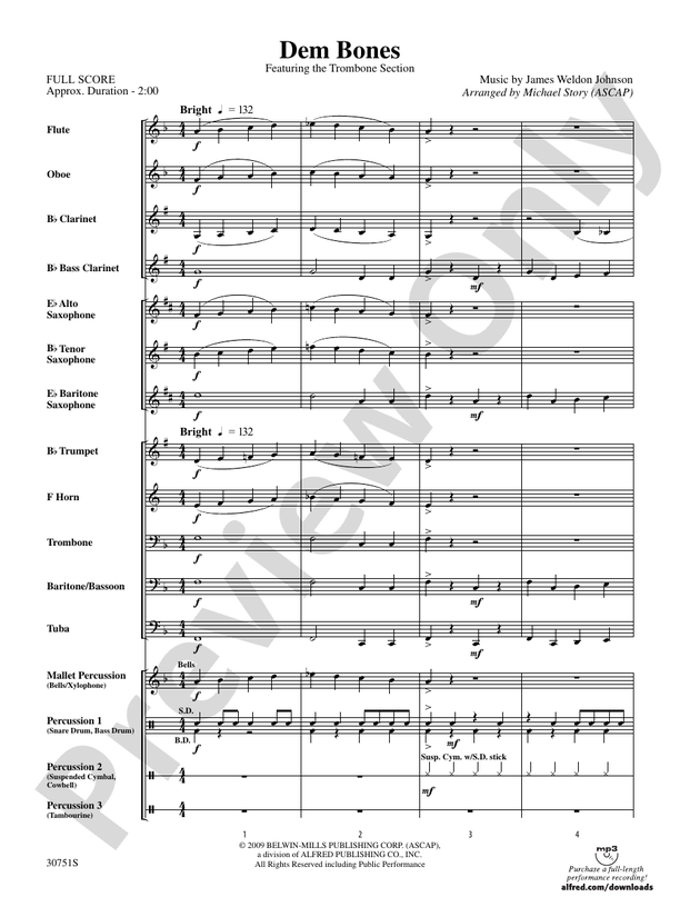 Dem Bones - Concert Band Conductor Score & Parts (Digital Download)