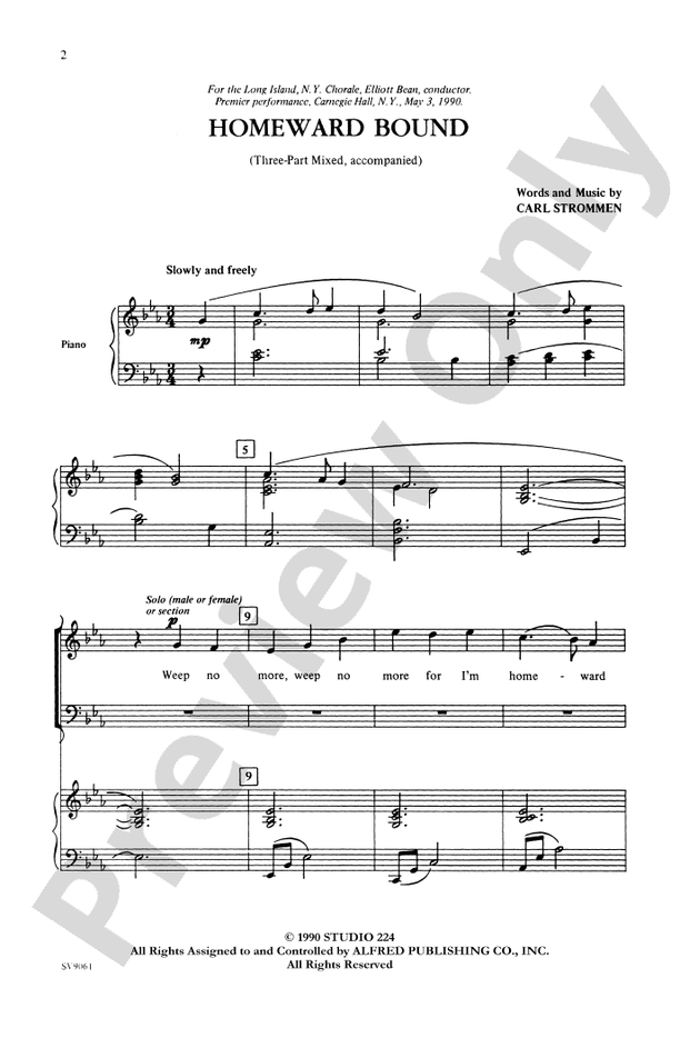 Homeward Bound – 3-Part Mixed Choral Octavo (Digital Download)