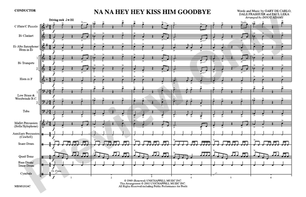 Na Na Hey Hey Kiss Him Goodbye (Arr. Doug Adams) – Marching Band Conductor Score & Parts (Digital Download)