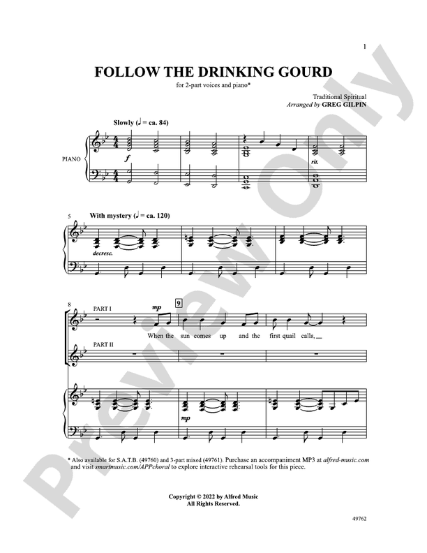 Follow the Drinking Gourd - 2 Part Treble Choral Octavo (Digital Download)