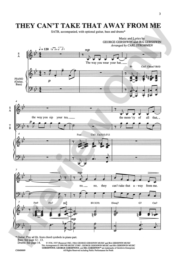 They Can't Take That Away from Me - SATB Choral Octavo (Digital Download)