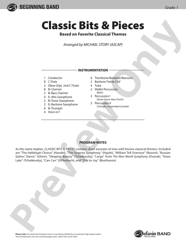 Classic Bits & Pieces (based on Favorite Classic Themes) - Concert Band Conductor Score & Parts (Digital Download)