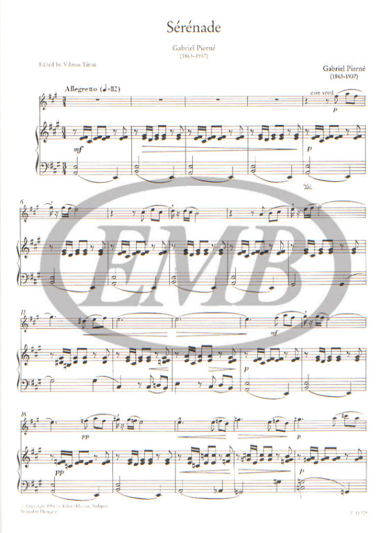 Pierne - Serenade - Violin/Piano Accompaniment EMB Z13709