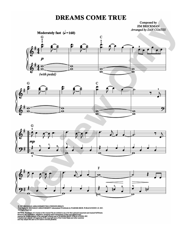 Dreams Come True - Arr. Dan Coates - Easy Piano (Digital Download)