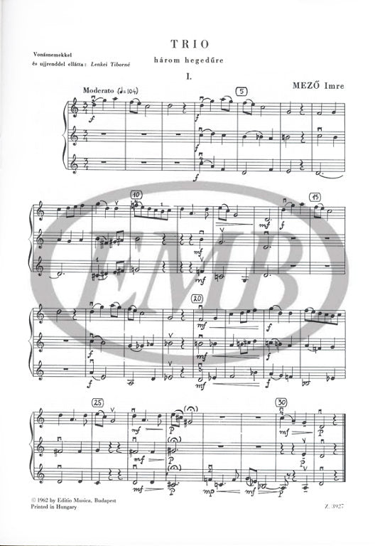 Mezo - Trio #2 - 3 Violins Score/Parts EMB Z3927