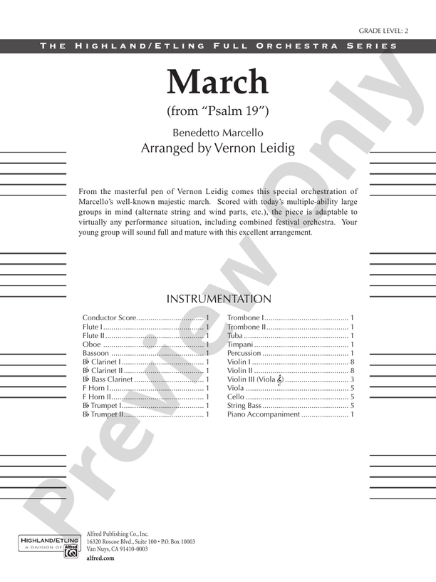March from "Psalm 19" – Full Orchestra Conductor Score & Parts (Digital Download)