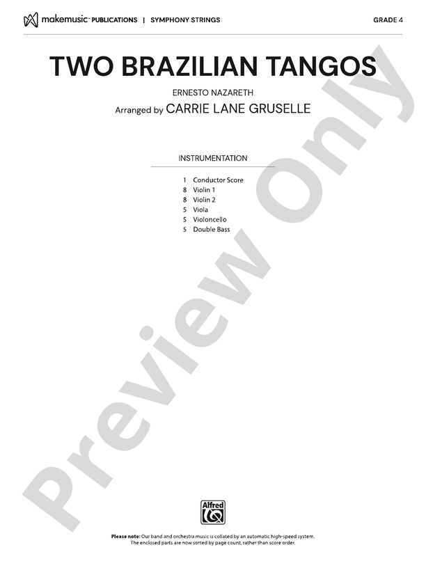 Two Brazilian Tangos - String Orchestra Conductor Score & Parts (Digital Download)