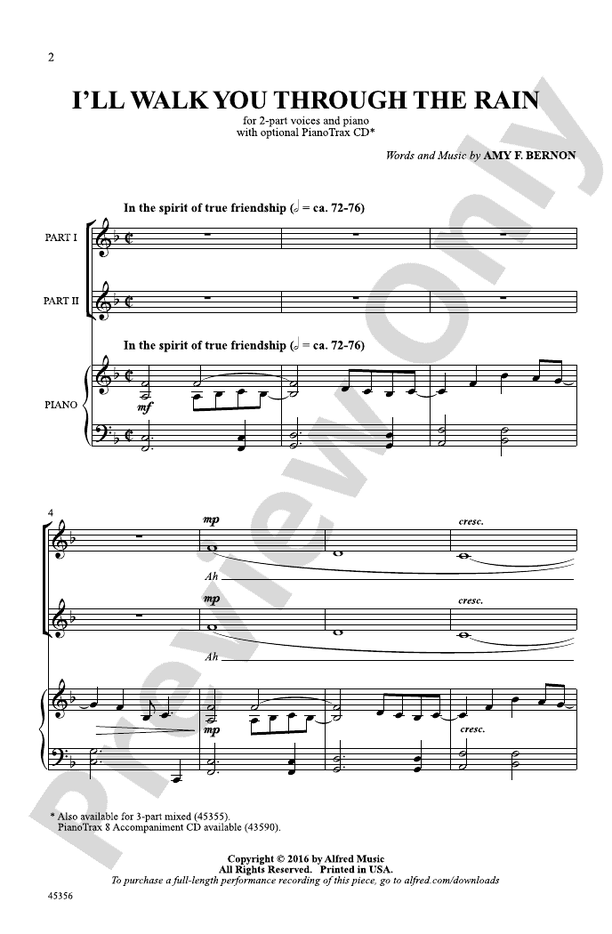I'll Walk You Through the Rain – 2-Part Choral Octavo (Digital Download)