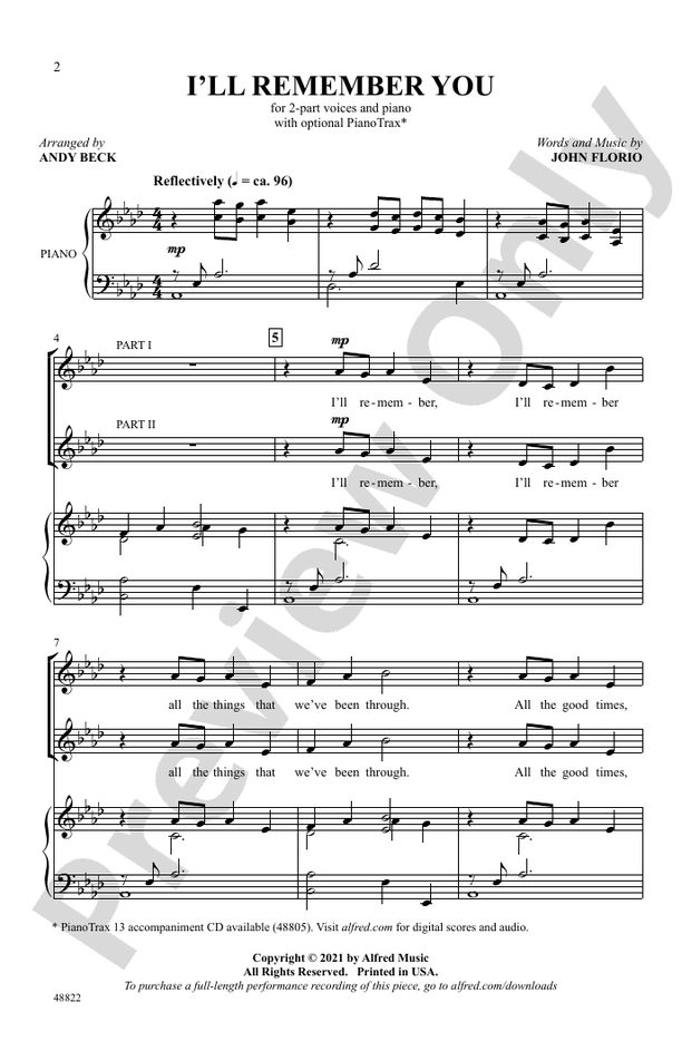 I'll Remember You – 2-Part Choral Octavo (Digital Download)