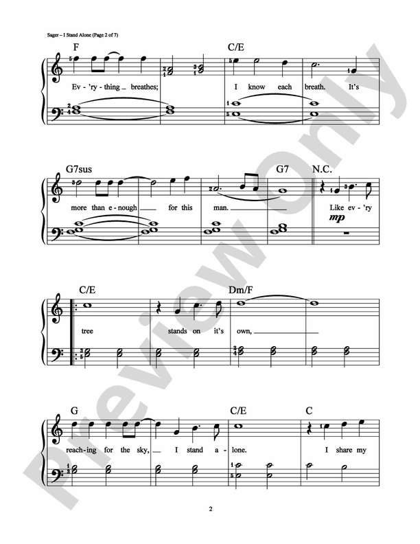 I Stand Alone - Arr. Richard Bradley - Easy Piano (Digital Download)