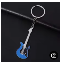 Blue Electric Guitar Keyring