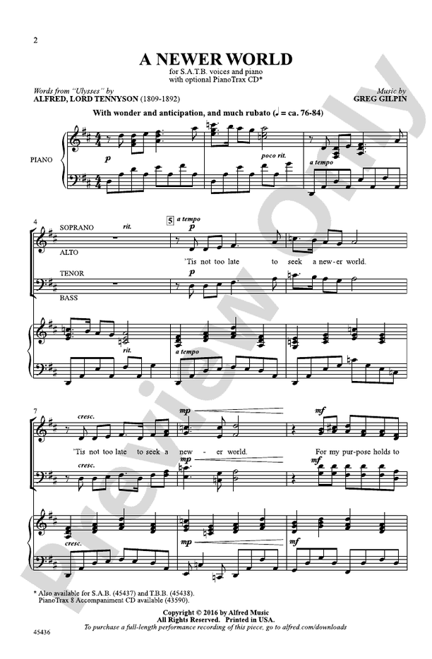 A Newer World - SATB Choral Octavo (Digital Download)