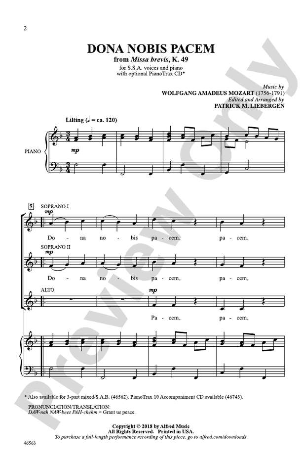 Dona Nobis Pacem – SSA Choral Octavo (Digital Download)