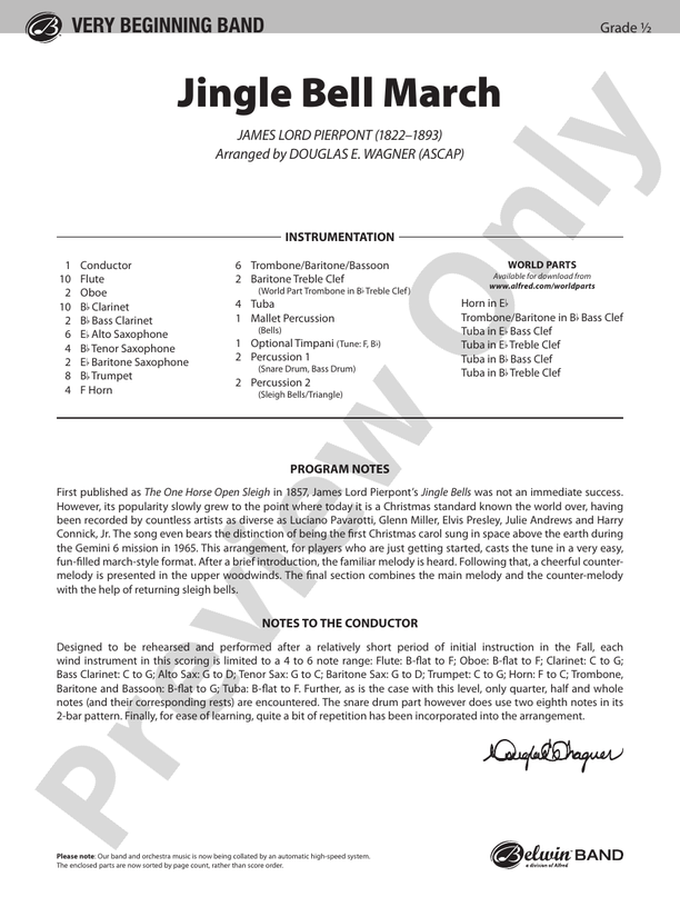 Jingle Bell March - Concert Band Conductor Score & Parts (Digital Download)