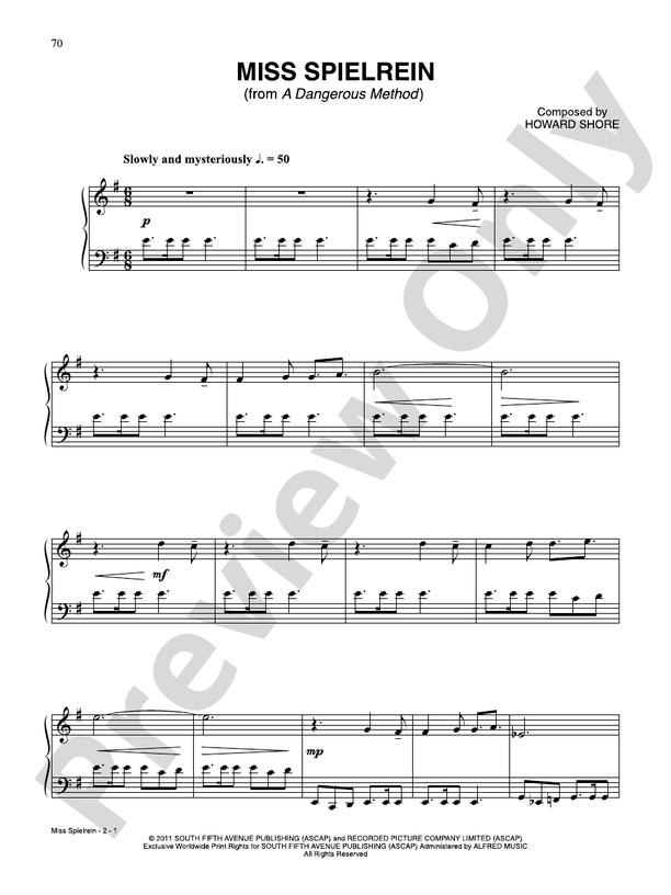 Miss Spielrein - Piano (Digital Download)