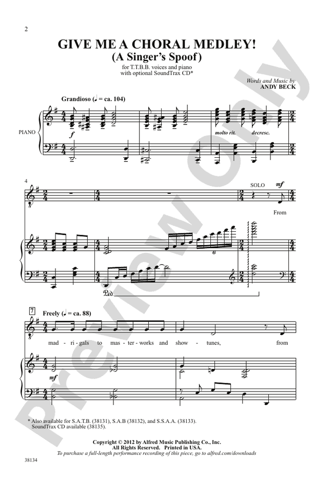 Give Me a Choral Medley! – TTBB Choral Octavo (Digital Download)