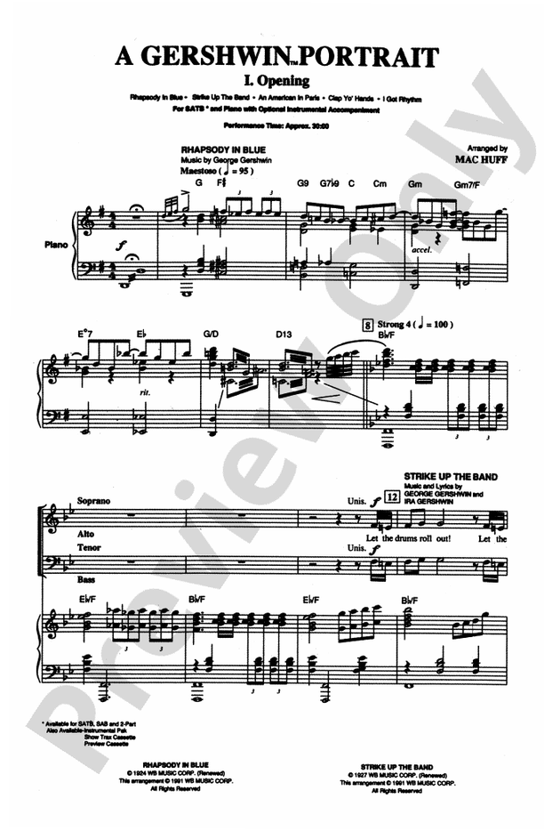 A Gershwin Portrait! The Music of George and Ira Gershwin - SATB Choral Octavo (Digital Download)