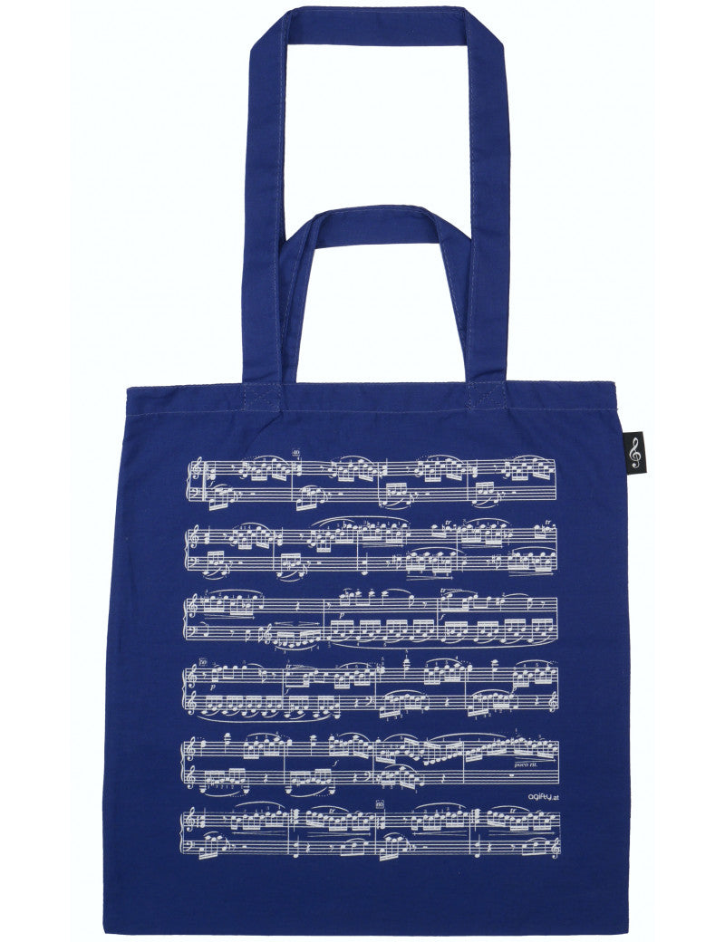 Tote or Music Bag Blue with White Manuscript