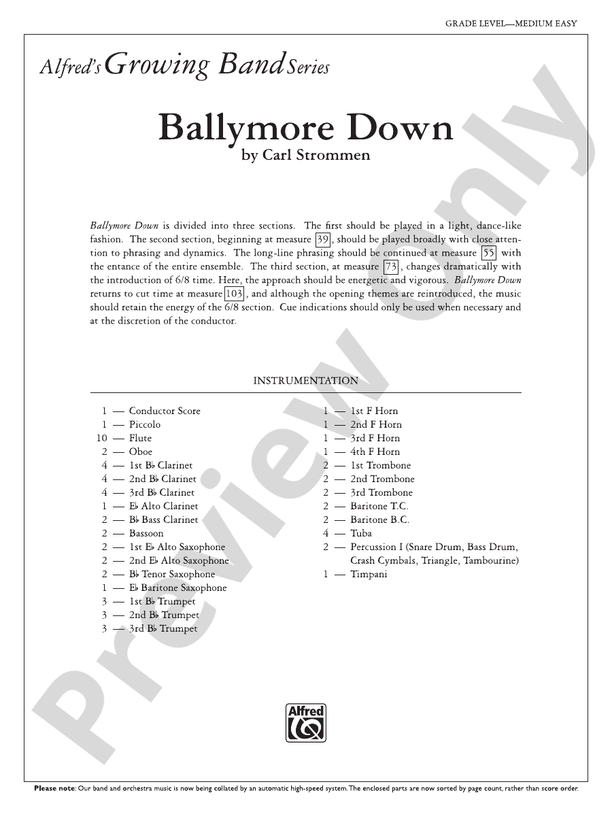 Ballymore Down - Concert Band Conductor Score & Parts (Digital Download)