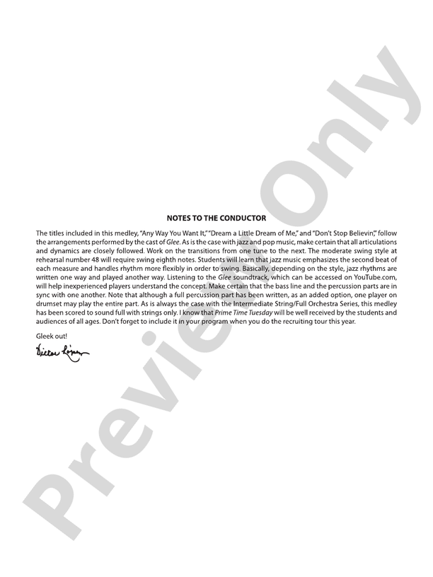 Prime Time Tuesday - Full Orchestra Conductor Score & Parts (Digital Download)