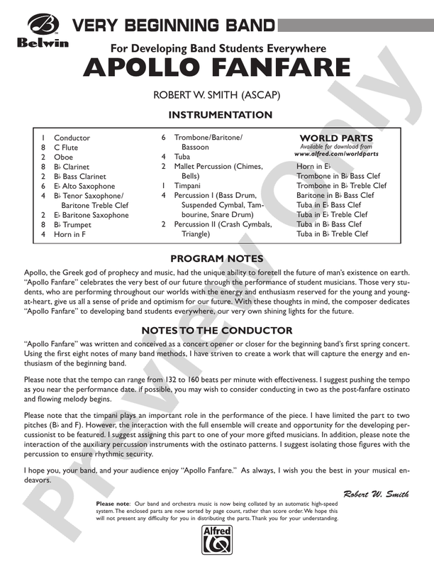 Apollo Fanfare - Concert Band Conductor Score & Parts (Digital Download)