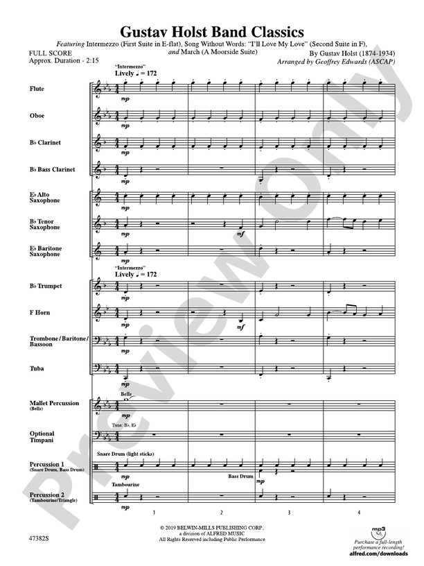 Gustav Holst Band Classics - Concert Band Conductor Score & Parts (Digital Download)