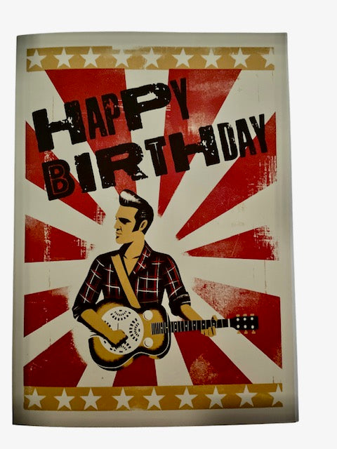Greeting Card - Happy Birthday Man Playing Guitar